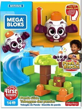 NEW Mega Blocks Peek A Blocks Slide with Big Building Blocks